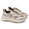 Emanuelle vee sneakers donna beige e oro con dettagli metall