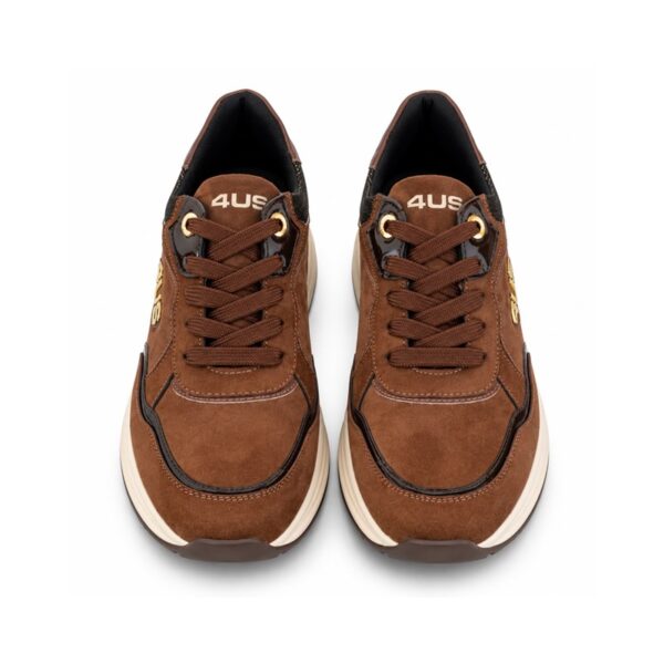 C735998CBFDC2E2AF85FF1BD868FBADE_ 4us sneakers donna marroni con suola alta 5 cm e dettagli ve