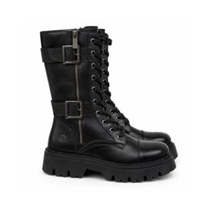 CB92D320B002FD43795FE87AB1E91D34_ Lumberjack stivaletti donna neri con lacci, doppia fibbia e