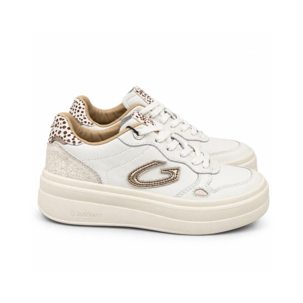 D1BC772FA977765AAEC266848C770544_ Guardiani sneakers donna bianche con dettagli animalier