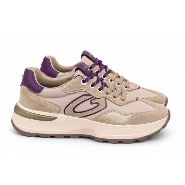 D47B099579A8CE9E4EB1CC327D5504E9_ Guardiani sneakers donna con zeppa alta blu navy e beige