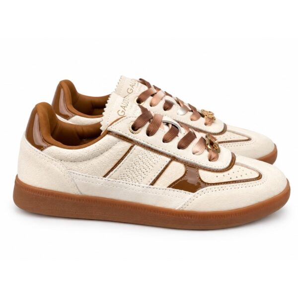 EA4A546818DA974ED9AB6FEF754535D1_ GaudÌ sneakers donna beige e marroni con lacci multicolore e