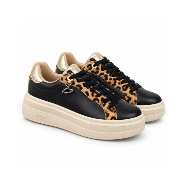 Guardiani sneakers donna nere con inserti animalier