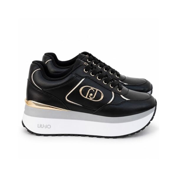 Liu-jo sneakers donna nere con zeppa alta bianca