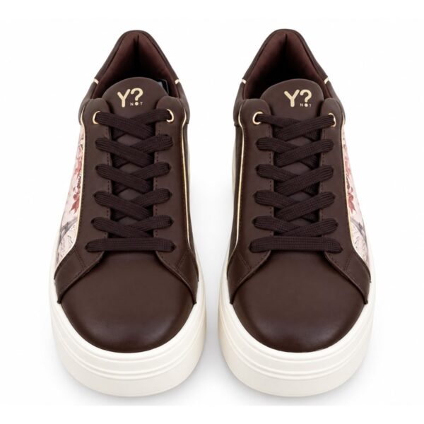 FA214FF444AE8C344D7DA145416E4BB8_ Ynot? sneakers donna marroni con stampa parigi e platform
