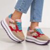 cca1a39c-a6a7-49a1-932c-46b4ebab3b66 YNOT? Sneakers Donna Platform Multicolore Rosa, Rosso e Beige